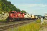 Grain train eases west out of the yard